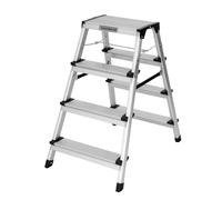 Step Ladder Double-Sided Folding Step Up Stool Heavy Duty Hop Up Aluminium Platform 150kg Capacity Multi-Purpose DIY Indoor Outdoor Usage TOUGH MASTER (4 Steps)