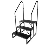 Step Ladder, Heavy Duty Pool Ladder Above Ground 660Lbs, Camper Steps Outdoor Steps RV Stairs for Reaching High, Portable Home Stairs for Travel Trailer (3 Step with 2 Handrails)