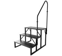 Step Ladder, Heavy Duty Pool Ladder Above Ground 660Lbs, Camper Steps Outdoor Steps RV Stairs for Reaching High, Portable Home Stairs for Travel Trailer (3 Step with 1 Handrail)