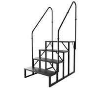 Step Ladder, Heavy Duty Pool Ladder Above Ground 660Lbs, Camper Steps Outdoor Steps RV Stairs for Reaching High, Portable Home Stairs for Travel Trailer (4 Step with 2 Handrails)