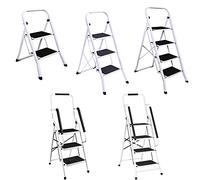 Step Ladder, Heavy Duty Steel, Folding, Portable With Wide Anti-Slip Mat and rubber feet,4 Step,150kg Capacity