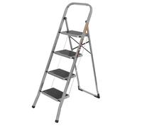 Step Ladder Heavy-Duty Steel, Non-Slip Rubber Steps, Anti-Slip Feet, Compact Platform-Ladder With Handle, Safety Folding StepLadder With 150KG Max Capacity TOUGH MASTER (4 Steps)