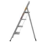 Step Ladder Heavy-Duty Steel, Non-Slip Rubber Steps, Anti-Slip Feet, Compact Platform Ladder With Handle, Safety Folding Step Ladder With 150KG Max Capacity TOUGH MASTER (4 Steps)