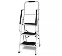Step Ladder Stool 2 and 3 Folding Grip Non Slip Tread Mat Handrail Home Loft DIY