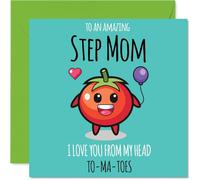 Step Mom Birthday Card - From My Head TO-MA-TOES - Happy Birthday Card for Step Mom from Son Daughter, 145mm cute tomato Bday Greeting Cards