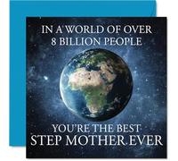 Step Mom Birthday Card - In a World of Over 8 Billion - Happy Birthday Card for Step Mom from Son Daughter, 145mm Mothers Day Greeting Cards