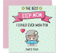 Step Mom Birthday Card - The Best I Could Ever Wish For - Happy Birthday Card for Step Mom from Son Daughter, 145mm Cute Bday Greeting Cards