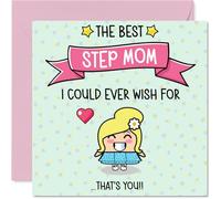 Step Mom Birthday Card - The Best I Could Ever Wish For - Happy Birthday Card for Step Mom from Son Daughter, 145mm Cute Bday Greeting Cards