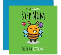 Step Mom Birthday Card - Youre The Bees Knees! - Happy Birthday Card for Step Mom from Son Daughter, 145mm cute bee Bday Greeting Cards