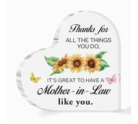 Step-Mom Gifts,Gift for Bonus Mom,Thanks for All The Things You Do Sign Acrylic Heart Plaque,Gift for Stepmother Birthday Christmas Mother' Day, Appreciation Gifts for Step-Mom 4x4 Inch