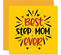 Step Mom Birthday Card - Best Step Mom Ever - Novelty Happy Birthday Card from Step-Daughter Son Gifts, 145mm Mother's Day Greeting Cards for Mama Mam Mammy Mommy