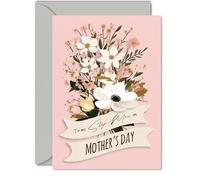 Step Mom Mothers Day Card - For Everything - Happy Mothers Day Card for Step Mom from Son Daughter, 5x7 Inch Elegant Floral Bouquet Bday Greeting Cards