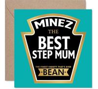 Step Mum Birthday Card - Ever Bean - Happy Birthday Card for Step Mum from Son Daughter, 145mm Product Label Style Bday Greeting Cards