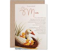 Step Mum Birthday Card - Mother Goose - Happy Birthday Card for Step Mum from Son Daughter, A5 Nature Inspired Mother's Day Greeting Cards