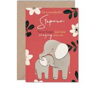 Step Mum Birthday Card - Never Forget - Happy Birthday Card for Step Mum from Son Daughter, 5x7 Inch Mother's Day Greeting Cards