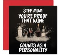Step Mum Birthday Card - Personality of Wine - Happy Birthday Card for Step Mum from Son Daughter, 145mm Personality of Wine Mother's Day Greeting Cards