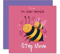 Step Mum Birthday Card - Un-bee-lievable - Happy Birthday Card for Step Mum from Son Daughter, 145mm Un-bee-lievable Mother's Day Greeting Cards