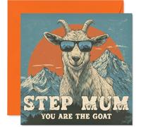 Step Mum Birthday Card - You Are The Goat - Happy Birthday Card for Step Mum from Son Daughter, 145mm Funny Animal Bday Greeting Cards