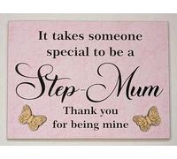 Step Mum Decorative Plaque with Butterflies, Pink, 11 cm x 8 cm Magnet
