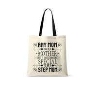 Step Mum Gift - “Any Mom Can Be a Mother But It Takes Someone Special to Be a Step Mom” - Thoughtful Mother’s Day Gift Present for Step Mum - Reusable Bag, Shopping Bag, Tote Bag. (Black Handle)