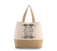 Step Mum Gift - “Any Mom Can Be a Mother But It Takes Someone Special to Be a Step Mom” - Thoughtful Mother’s Day Gift - Canvas Jute Bag with Inner Mobile & Coin Pocket. (Natural)