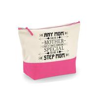 Step Mum Gift - “Any Mom Can Be a Mother But It Takes Someone Special to Be a Step Mom” - Travel Bag, Girl Makeup Bag, Canvas Accessory Bag. (Natural True Pink, M)
