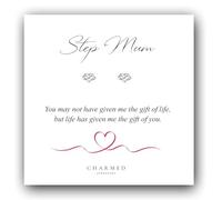 Step Mum Gift Infinity Heart Stud Earrings in 925 Sterling Silver | Step Mum Message Card | Sentimental Jewellery | Charmed Jewellery