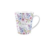 Step Mum Gift Mug - Blue and Purple Floral Design Small Latte Mug - Ceramic Tea/Coffee Cup Presents for Her