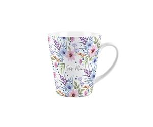 Step Mum Gift Mug - Blue and Purple Floral Design Small Latte Mug - Ceramic Tea/Coffee Cup Presents for Her