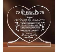 Step Mum Gifts Heart Acrylic Shaped Plaque Step Mother in Law Birthday Gifts Mothers Day Birthday Christmas Gifts for Step Mum Mother in Law Funny Gifts for Boyfriend's Mom. (A)