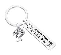 Step Mum Keyring Step Dad Gifts DNA Doesn't Make You Family Love Does Keyring Step Parents Gifts Mothers Day Fathers Day Gift Christmas Birthday Gifts Adoption Gifts for Parents