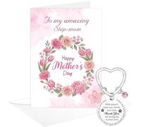 Step Mum Mother's Day Card & Keychain, Floral Design with Heartfelt Message, Gift for Stepmother, Emotional & Meaningful Mother's Day Gift