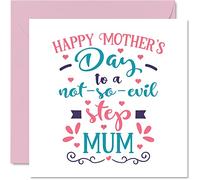 Step Mum Mothers Day Card - Not So Evil - Funny Novelty Happy Birthday Mother's Day Card from Step-Son Daughter, 145mm Birthday Greeting Cards for Step Mom Mummy Mama Mam Mammy Mommy