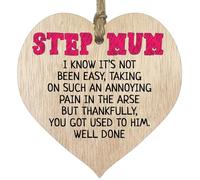 Step Mum Wooden Heart Plaque from Daughter Son, Well Done