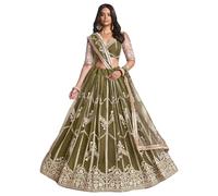 STEP N SHOP.COM Indian Women Butterfly Net Party Wear Sequence work Lehenga Choli 12663, Mehandi Green3, S