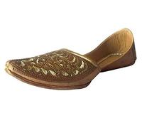 Step n Style Mens Punjabi Jutti Sherwani Shoes Copper Cut Work Zari Khussa Shoes Ethnic Designer Footwear Brown Size: 11.5 M US