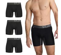 STEP ONE Bamboo Boxers Mens 3 Pack, Anti Chafing Underwear with 3D Pouch, Breathable Moisture Wicking Boxer Shorts for Men, No Ride Up Boxers for Sports & Daily Comfort Black and Grey 6X-Large