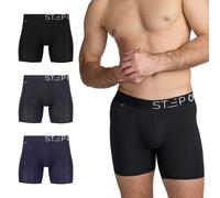 STEP ONE Bamboo Boxers Mens 3 Pack, Anti Chafing Underwear with 3D Pouch, Breathable Moisture Wicking Boxer Shorts for Men, No Ride Up Boxers for Sports & Daily Comfort Mixed Pack X-Large
