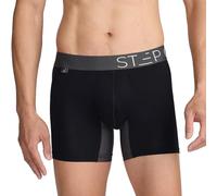 STEP ONE Bamboo Mens Underwear Trunks - Anti Chafing Boxers with 3D Support Pouch, Breathable Moisture Wicking Trunks, No Ride Up Underwear for Men Black and Grey Large