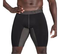 STEP ONE Boxer Brief Sport. Longer Length Mens Boxers Shorts with 3D Pouch, Anti Chafing Underwear Mens, Breathable Bamboo, All-Day Comfort for Sports & Fitness Black and Charcoal XL