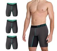 STEP ONE Boxer Brief Sport. Longer Length Mens Boxers Shorts with 3D Pouch, Anti Chafing Underwear Mens, Breathable Bamboo, All-Day Comfort for Sports & Fitness Grey and Teal X 3 XL