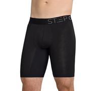 STEP ONE Boxer Brief Sport. Longer Length Mens Boxers Shorts with 3D Pouch, Anti Chafing Underwear Mens, Breathable Bamboo, All-Day Comfort for Sports & Fitness Black X-Large