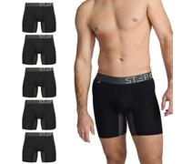 STEP ONE Mens Boxers Shorts Multipack, 5 Pairs, Anti Chafing Underwear for Men, Moisture-Wicking Boxer Shorts with 3D Pouch. Fabric Made from Organic Bamboo Black and Grey 5X-Large