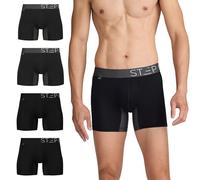 STEP ONE Mens Underwear Trunk Briefs, 4 Pairs, Underwear for Men, Moisture Wicking, 3D Pouch + No Ride Up Trunk Briefs Made from Organic Bamboo 2 Black/Grey 2 Black L