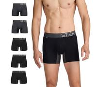 STEP ONE Mens Underwear Trunk Briefs, 5 Pairs, Underwear for Men, Moisture Wicking, 3D Pouch + No Ride Up Trunk Briefs Made from Organic Bamboo 3 Black/Grey 2 Charcoal M