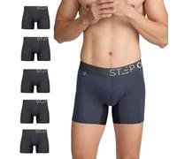STEP ONE Mens Underwear Trunk Briefs, 5 Pairs, Underwear for Men, Moisture Wicking, 3D Pouch + No Ride Up Trunk Briefs Made from bamboo viscose Charcoal S