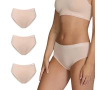STEP ONE SmoothFit Bikini Brief, 3 Pairs, Ultra-Soft, Breathable Bamboo Moisture Wicking Underwear Women, Hypoallergenic Womens Underwear for Sensitive Skin, Moderate Coverage Nude Sand X-Large