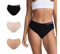 STEP ONE SmoothFit Bikini Brief, 3 Pairs, Ultra-Soft, Breathable Bamboo Moisture Wicking Underwear Women, Hypoallergenic Womens Underwear for Sensitive Skin, Moderate Coverage Mixed Pack Small