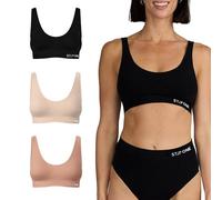 STEP ONE Smoothfit Bra. 3 Pack. Ultra-Soft Women's Everyday Bra, Lifts & Supports and Feels Invisible on, Breathable Bamboo Moisture Wicking with Removable Cups Mixed Pack Large