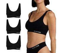 STEP ONE Smoothfit Bra. 3 Pack. Ultra-Soft Women's Everyday Bra, Lifts & Supports and Feels Invisible on, Breathable Bamboo Moisture Wicking with Removable Cups Black XL